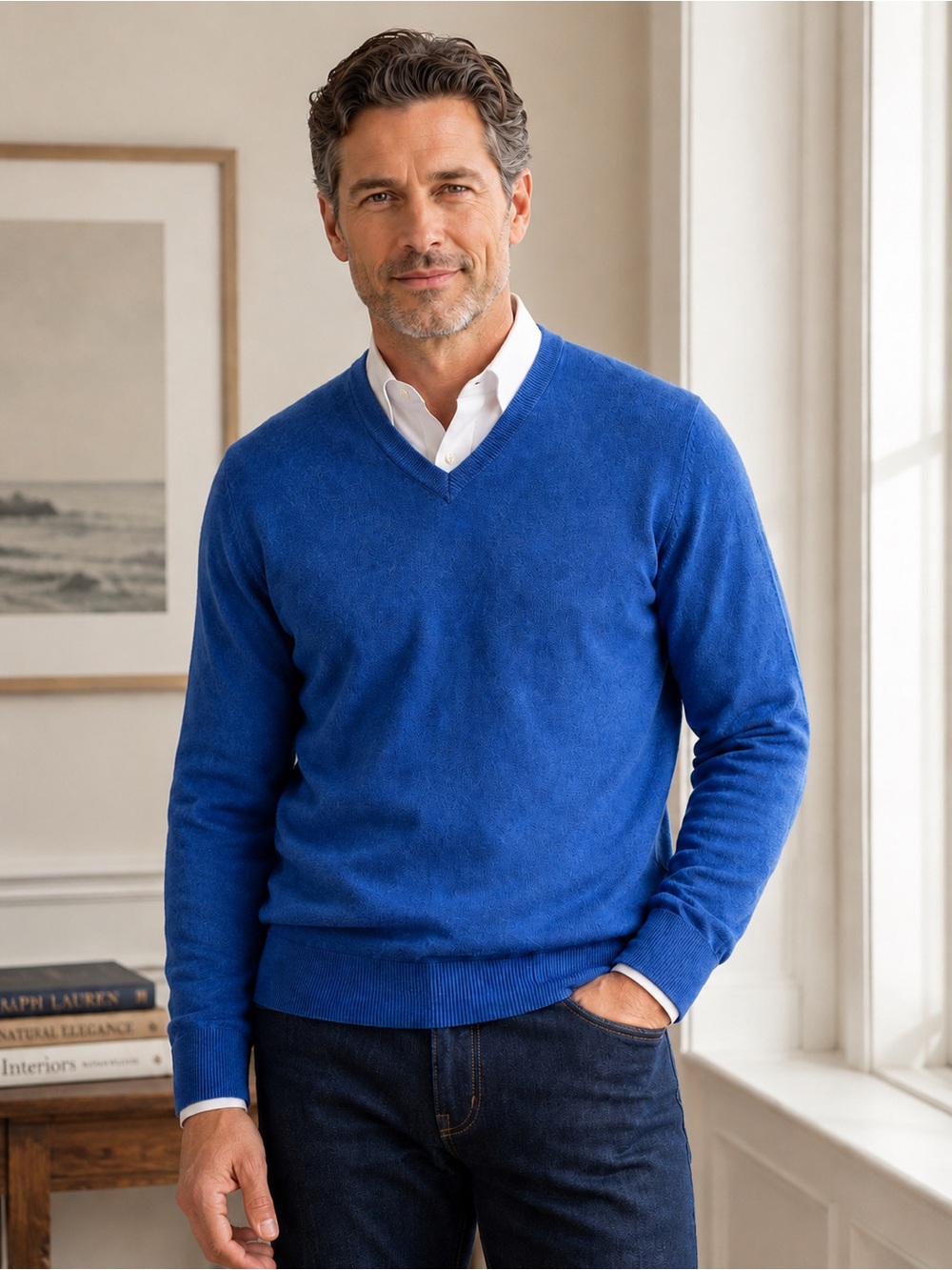Jos A Bank Cashmere V Neck Sweater Blue XL NWT